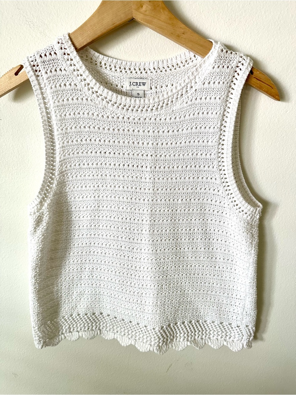 J. Crew White Crocheted Sleeveless Knit Tank